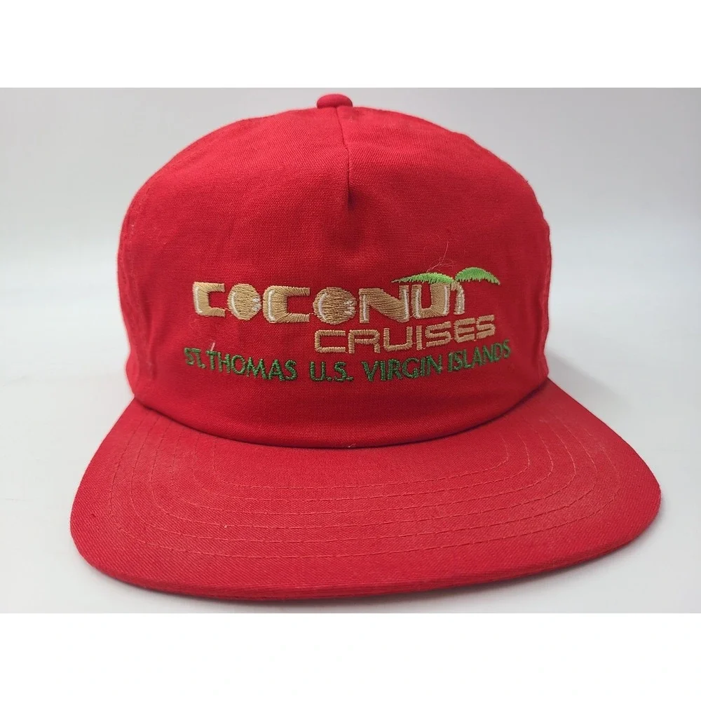 Vtg St Thomas Virgin Islands‎ Hat Cap Coconut Cruises Zip Strapback (Fits Small)